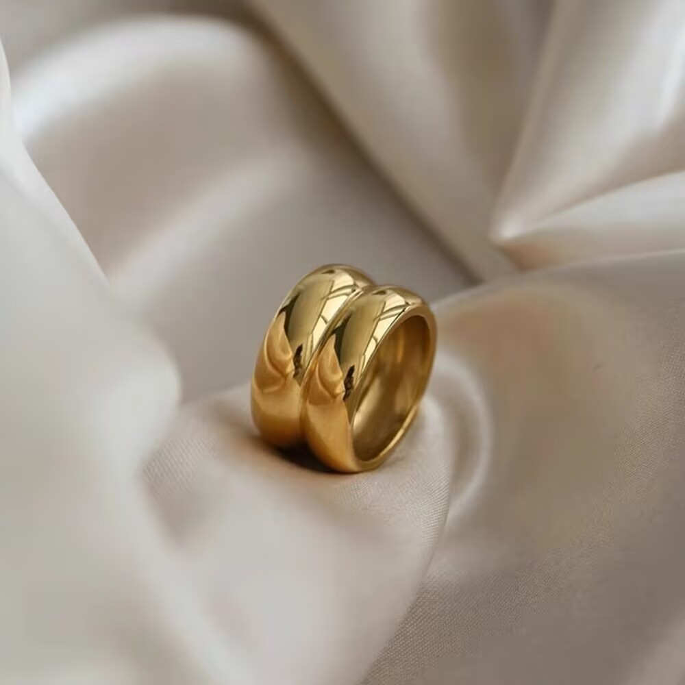 Herren Ring Aus Titanstahl Schlichtes Doppelagiges Partnerdesign_voghion.com
