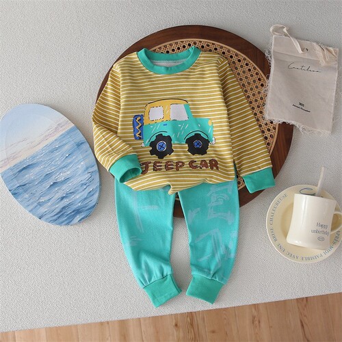 New autumn and winter children's baby underwear set Korean version of baby autumn clothes and trousers pure cotton boys and girls home clothes
