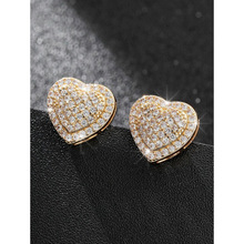V 46812 Micro pave zircon heart earrings ΢���ʯ����Ůʿ��