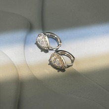 简约闪钻水滴耳圈女耳扣耳环耳饰小众设计轻奢通勤2024新款批发