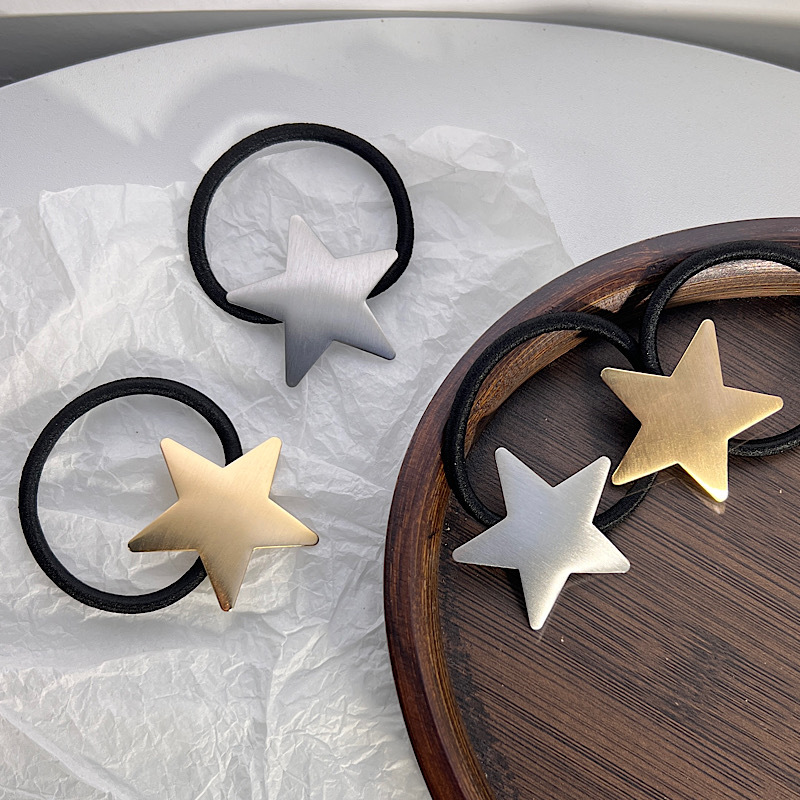 6g Weight Hair Tie Hair Accessories Type Simple Golden Silvery Solid Color Pentagram Shape Alloy Hair Tie