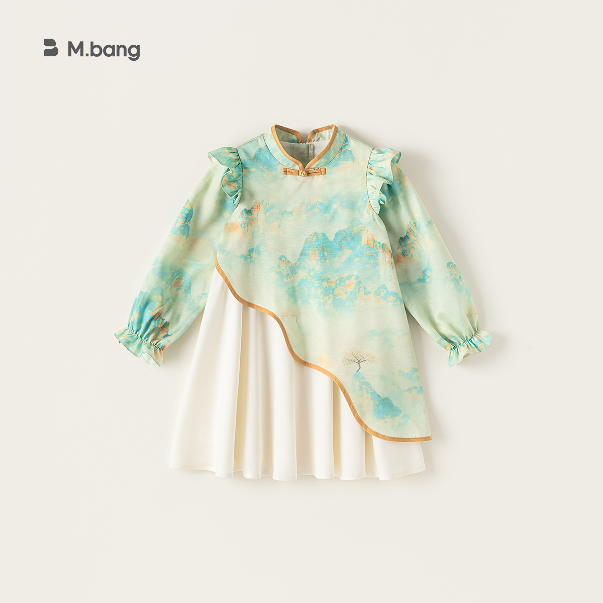 Youbao ropa para niños estilo antiguo Hanfu nuevo vestido chino para niños manga voladora pequeña cuello alto cheongsam vestido estampado de estilo nacional image 10