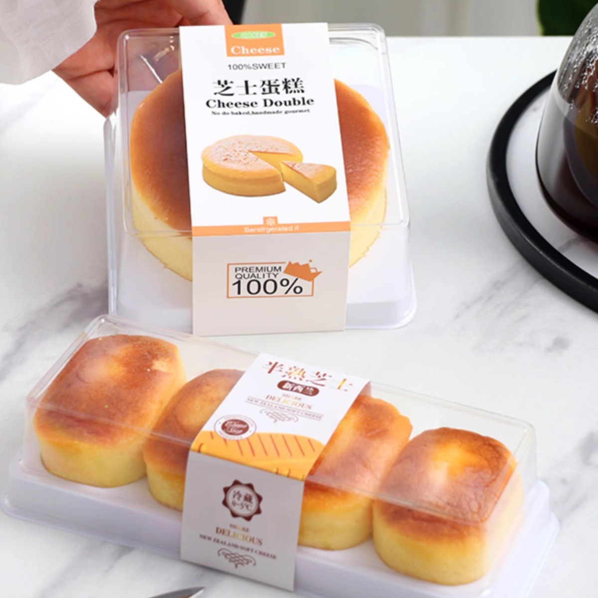 酸奶芝士包装盒单个装一次性红丝绒盒子4个装半熟芝士烘焙蛋糕盒