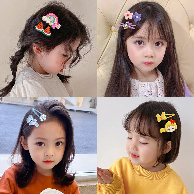 レインボー子供のヘアピンインターネット有名人 2025 新しい帽子漫画女の子のヘアピンかわいい女の子前髪ヘアアクセサリー|undefined