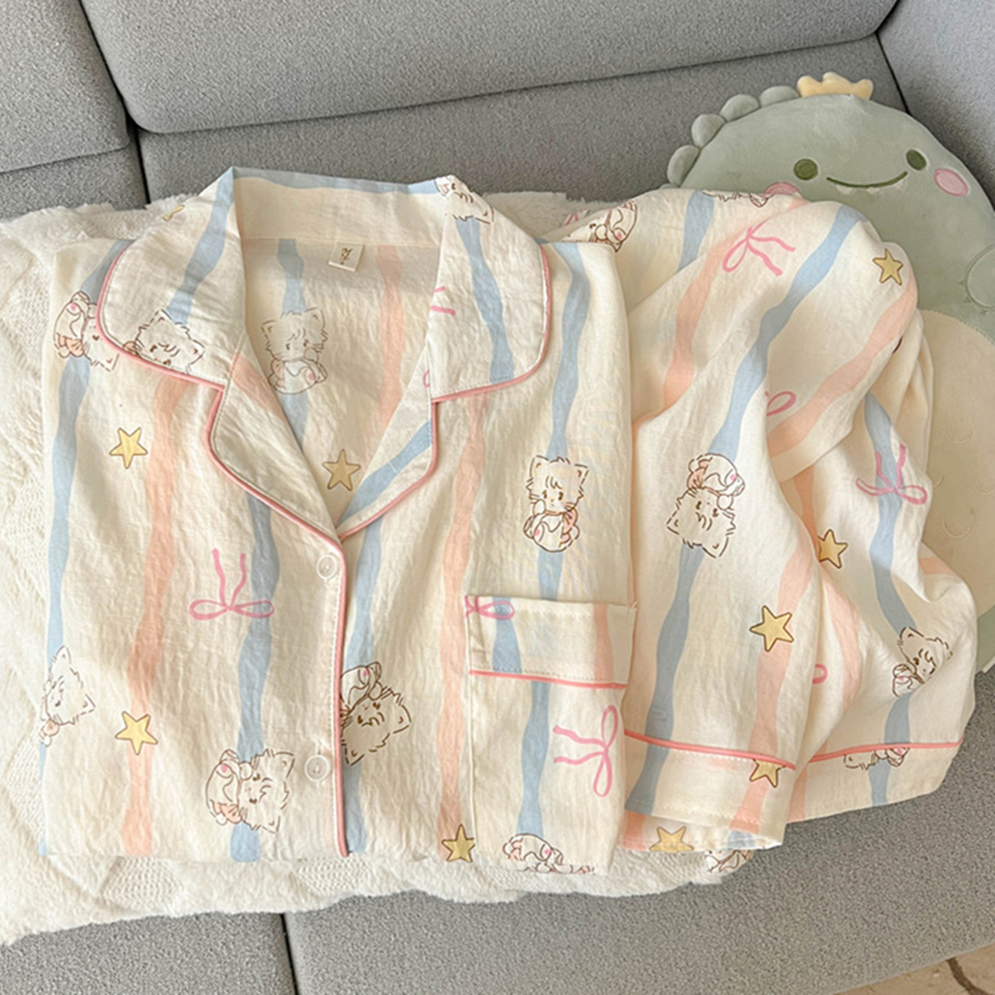 Yunduo cotton-J1831# striped mikko long