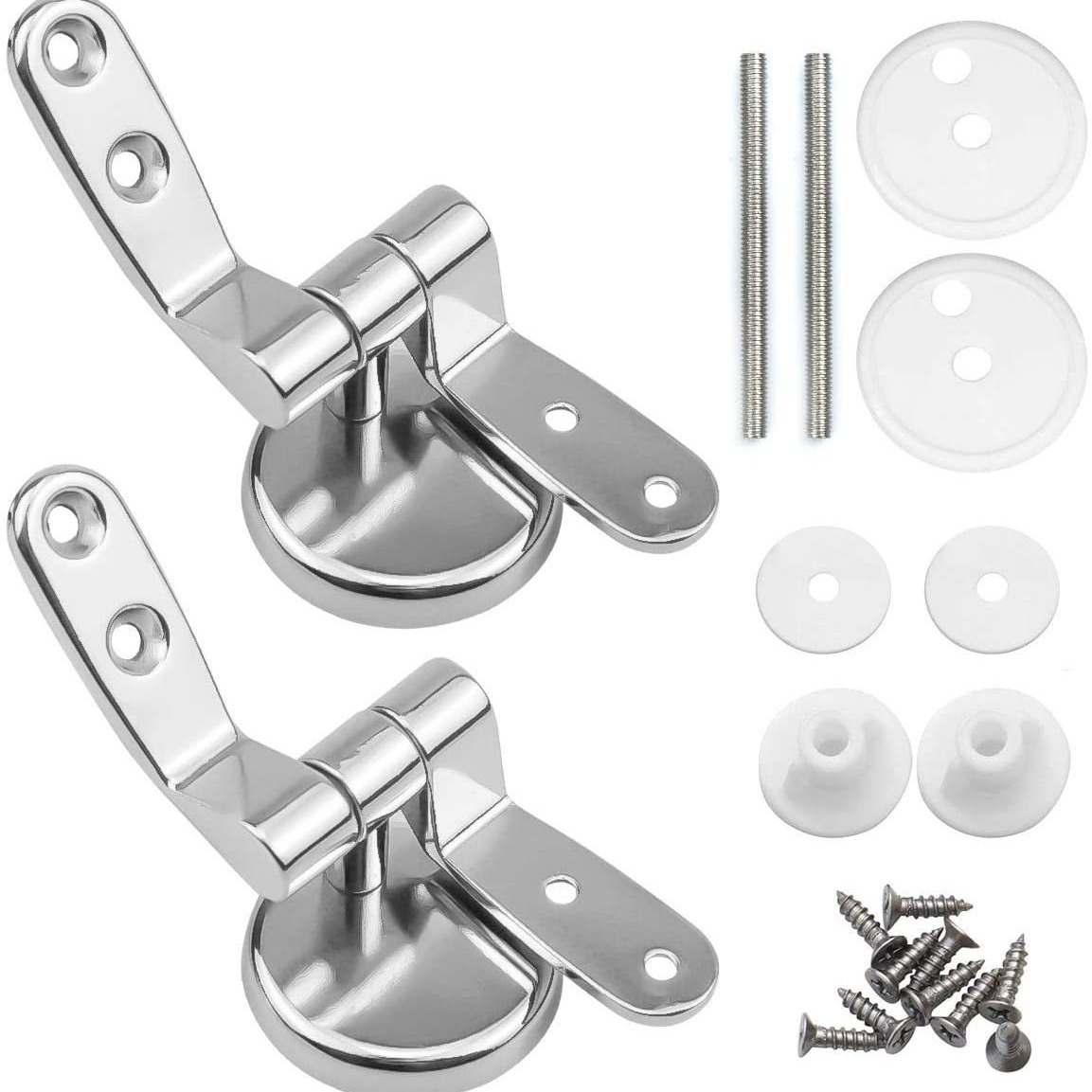 Amazon hotel hotel hotel pesado accesorios de inodoro con tornillo baño de aleación de zinc cubierta de inodoro bisagra