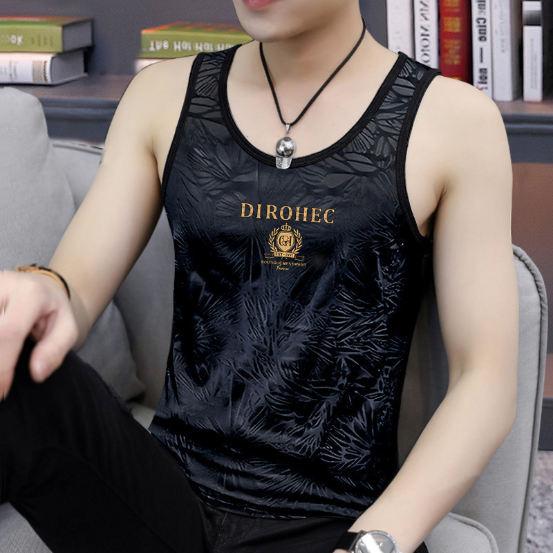 Summer Men's Hurdle Vest Fitness Waistcoat Sleeveless T-shirt Sports Top 2025 New American Style Cotton Old Headline