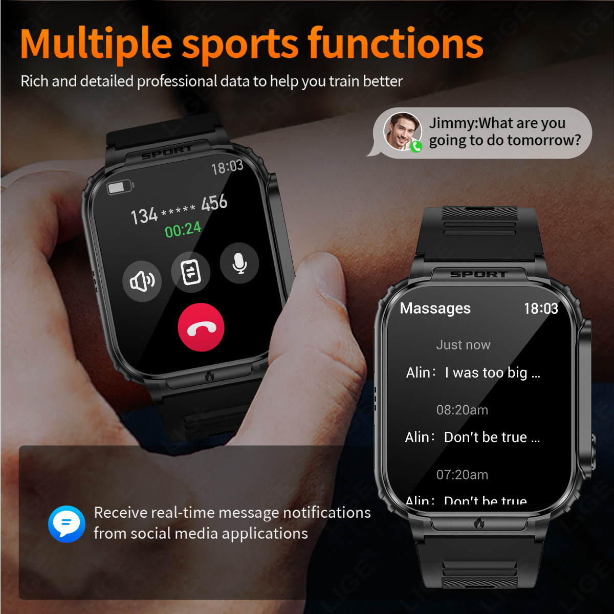P60 Bluetooth-Telefon-Smartwatch, multifunktionale Gesundheitsüberwachung, Sport-Smartwatch_voghion.com