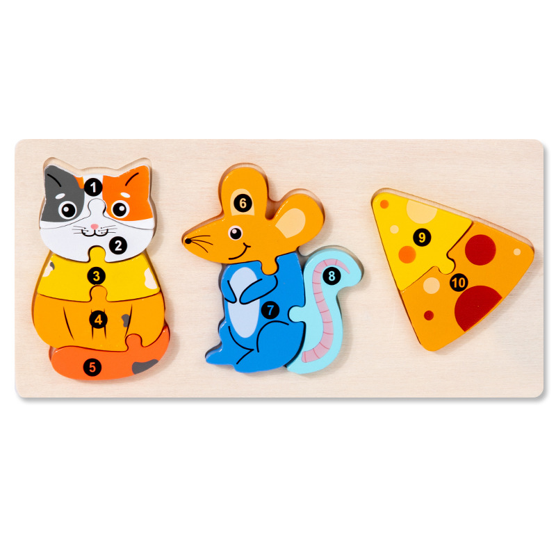 CE CPC infantil juguetes de puzzle cadena alimentaria puzzle bloques de madera tridimensional juguetes de educación temprana