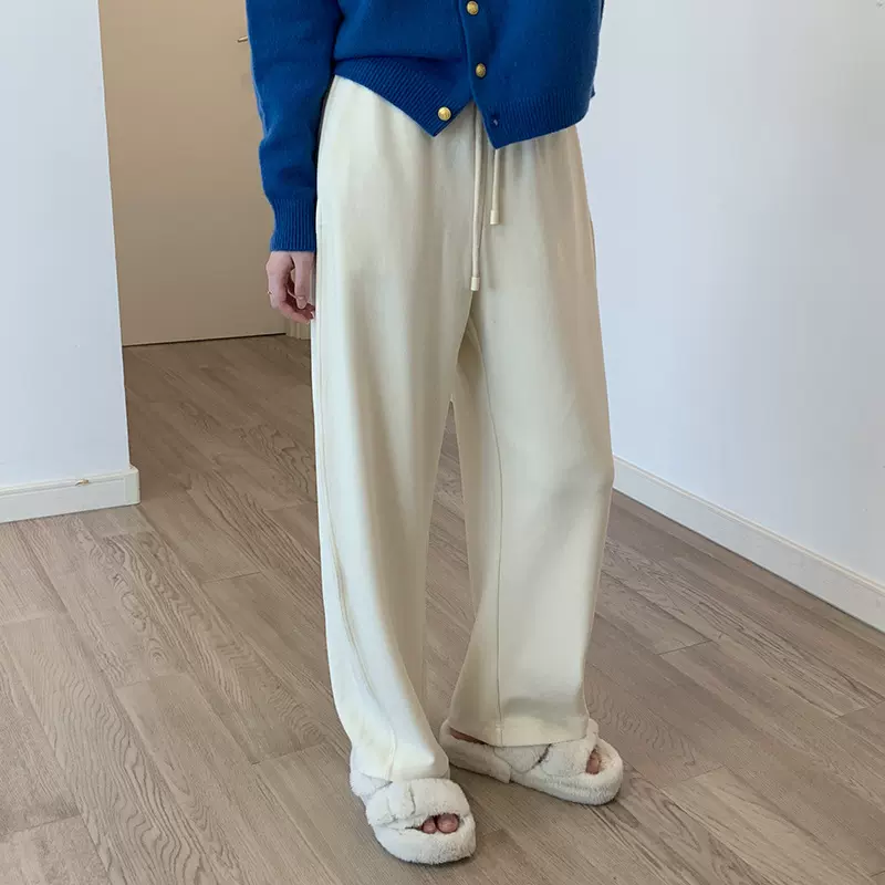 美式运动裤女秋冬新高腰垂感卫裤休闲阔腿工装裤休闲慵懒香蕉裤子