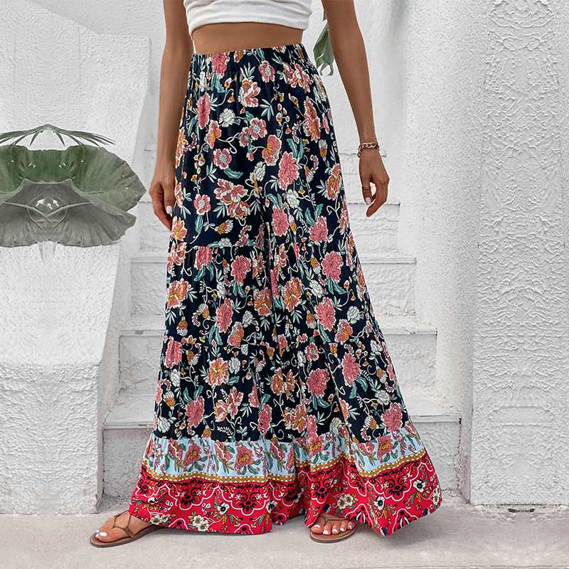 Printed Large Flare Wide Leg Pants_voghion.com