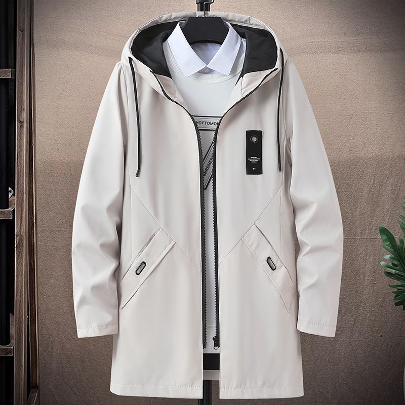 Spring and Autumn New Style Men's Mid-Length Trench Coat, Loose Korean-Style Stylish Overcoat, Men's Casual Jacket, Men's Outerwear