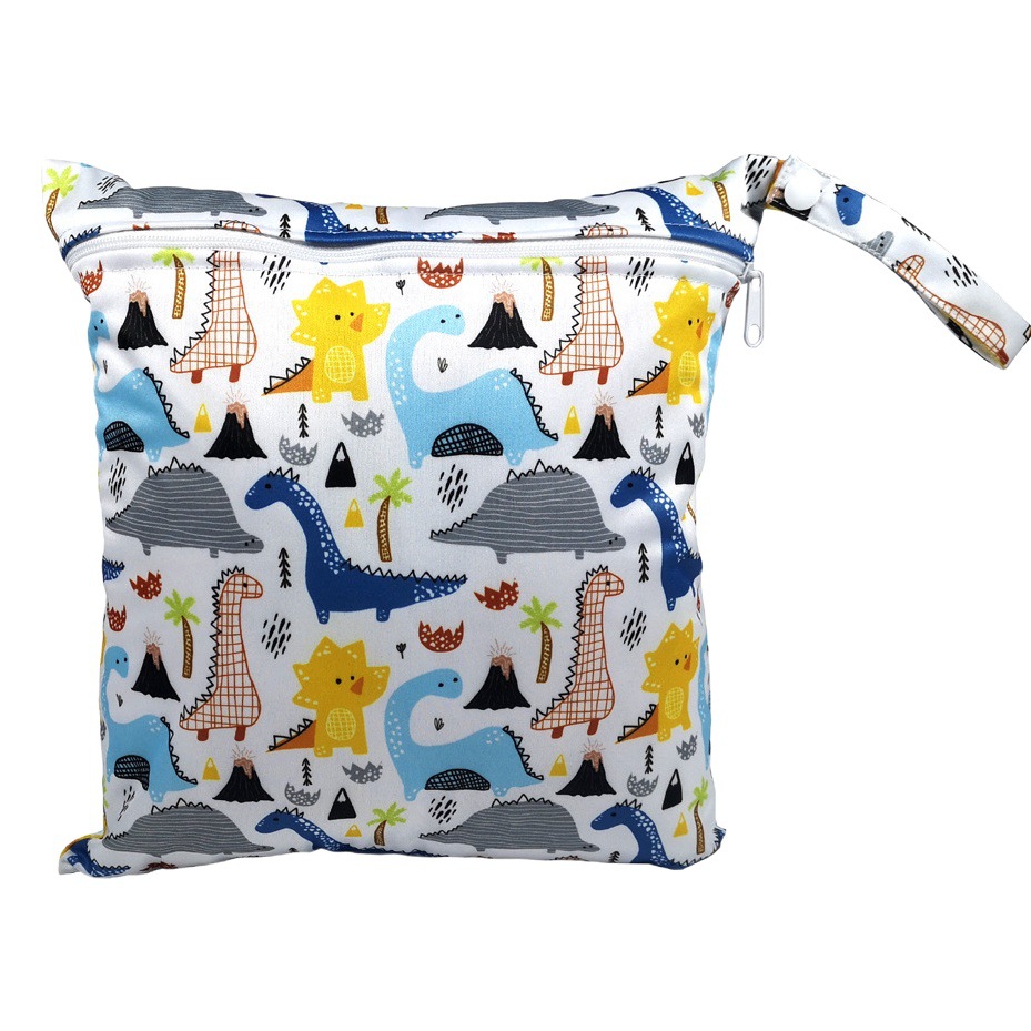 SGS Certified Overseas E-commerce Single Zipper Cartoon Pattern Baby Diaper Bag Washable Bag Wet Bag Storage Bag