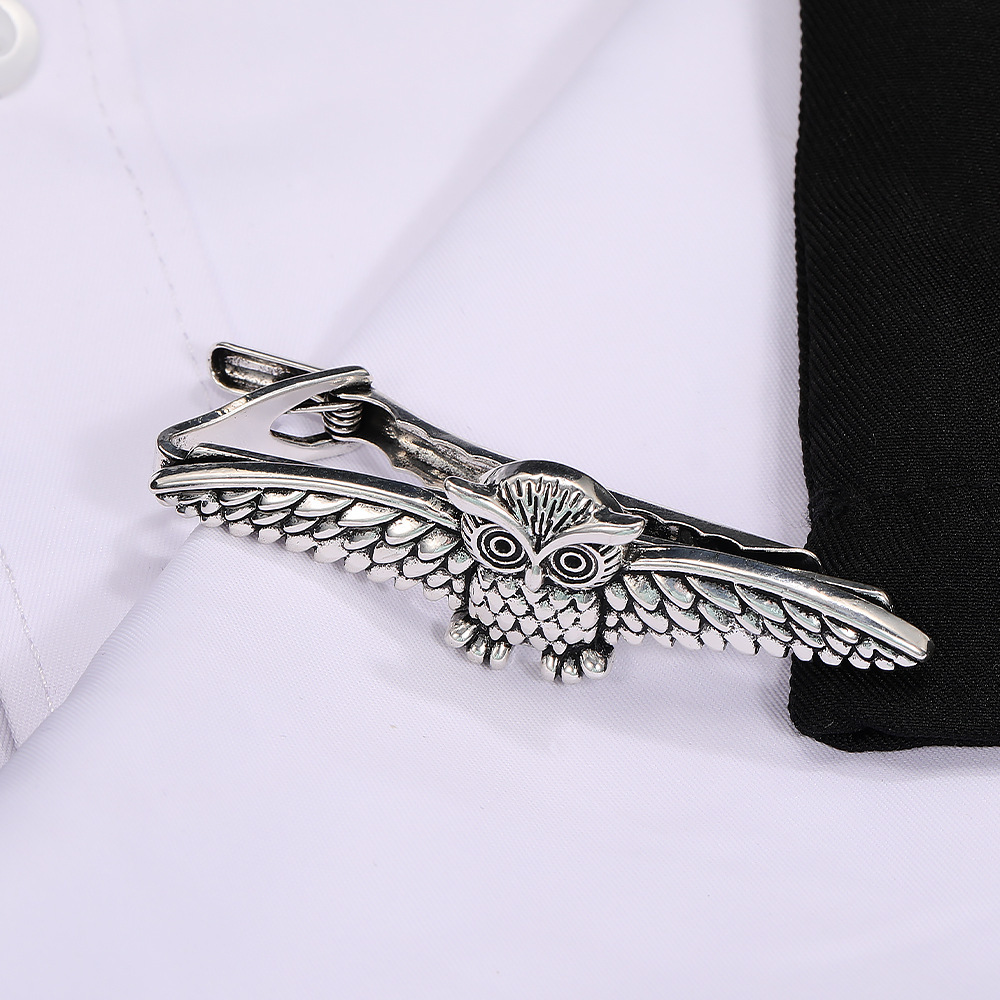 Fermacravatta da uomo europeo-americano con gufo e tonno, stile francese, accessorio di grande successo, disponibile in magazzino._voghion.com