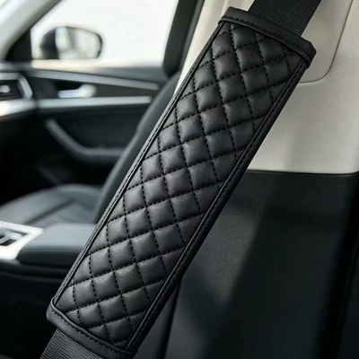 Cross-border diamond quilted leather Seat belt shoulder pad - black-line-model