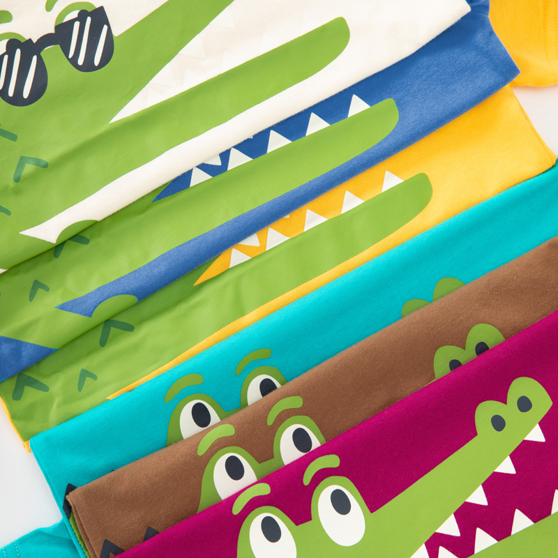 Be top camiseta de manga corta para niños verano nuevo estilo chico chaqueta de bebé dibujos animados cocodrilo envío transfronterizo de una pieza