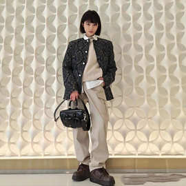 高版本驴家25秋冬新款蛇纹马赛克字母刺绣潮牌宽松牛仔外套夹克男