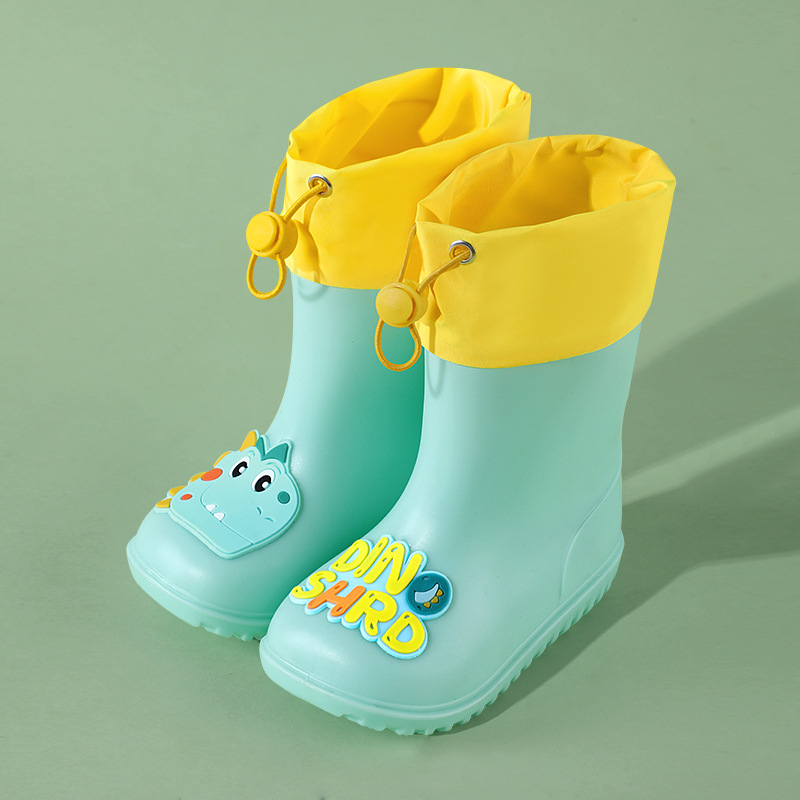 Cute Cartoon Kidsren's Water Shoes for Boys and Girls Waterproof Rain Boots Baby Rain Boots Plus Cotton to Keep Warm and Non-Slip for Primary School Students