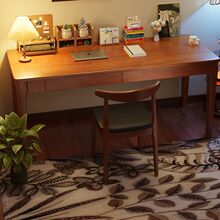 中国风实木书桌电脑桌家用办公学习桌小户型卧室房间置物台写字桌