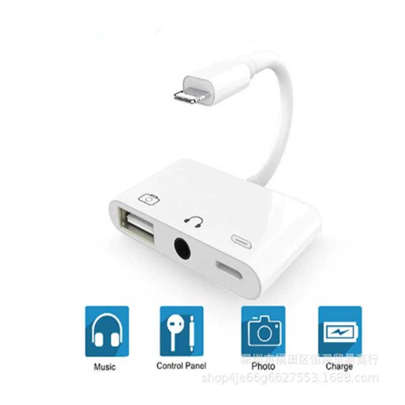 Совместимый с Apple OTG ротор Lightning на 3.5 мм аудио для наушников + зарядка, поддержка USB-накопителя и мыши OTG
