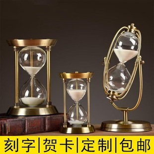 Light Luxury European Metal Hourglass Printable Logo Entrance Desk Decoration Ornaments Factory Direct Sales