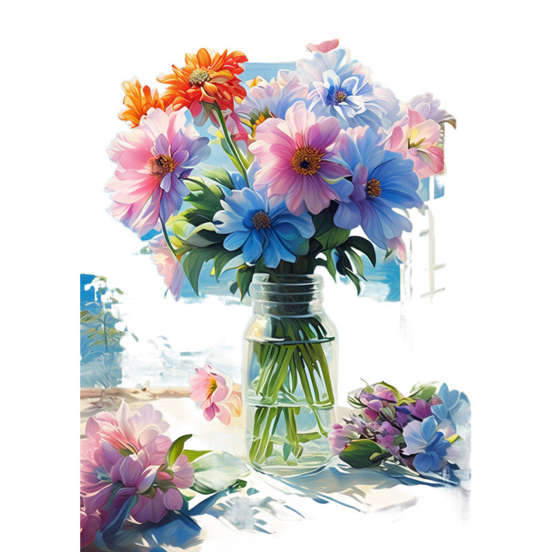 Diamante DIY transfronterizo pintado completo mar flor paisaje jarrón decoración pintado 5D Rubik cubo fábrica de diamantes al por mayor