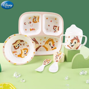 Disney Children's Supplementary Bowl melamine Tableware Anti-fall Cartoon Cute Baby Dining Plate Fork Spoon suit