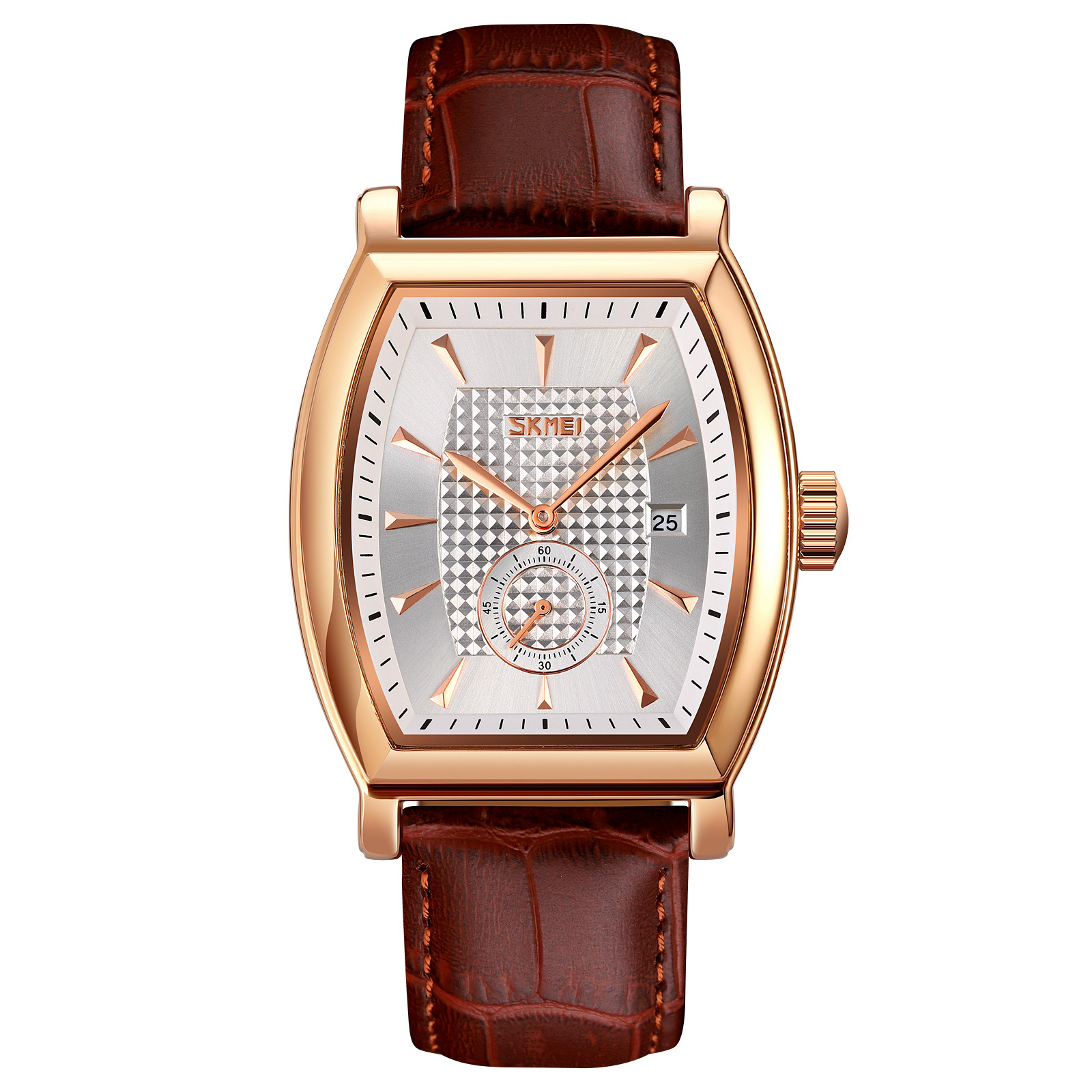 Barril de vino cuadrado hombre reloj correa impermeable calendario relojes de cuarzo regalos personalizados mayoristas de comercio exterior