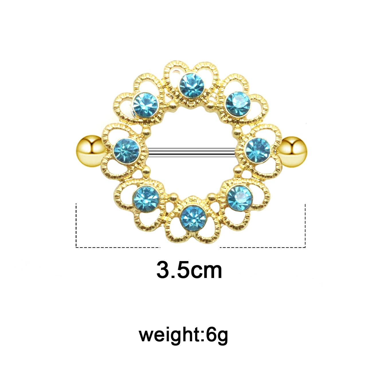 Golden physiological piercing heart shaped, European style