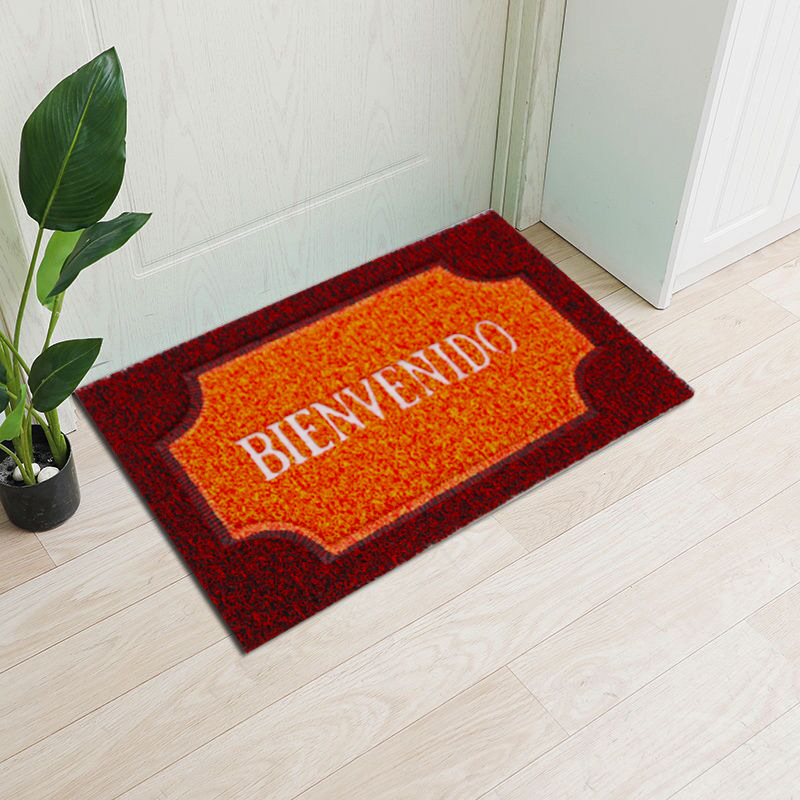 Dos colores rompecabezas puerta de entrada de la puerta del anillo de alambre alfombra de piso casa antideslizante entrada puerta de entrada mat