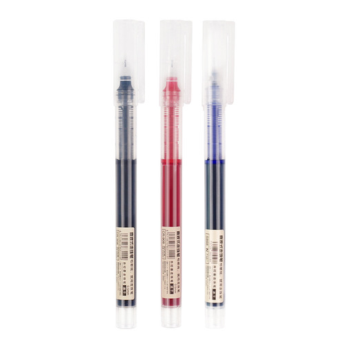 Black quick-drying straight liquid ball pen 0.5mm needle tip gel pen large capacity student exam signature pen