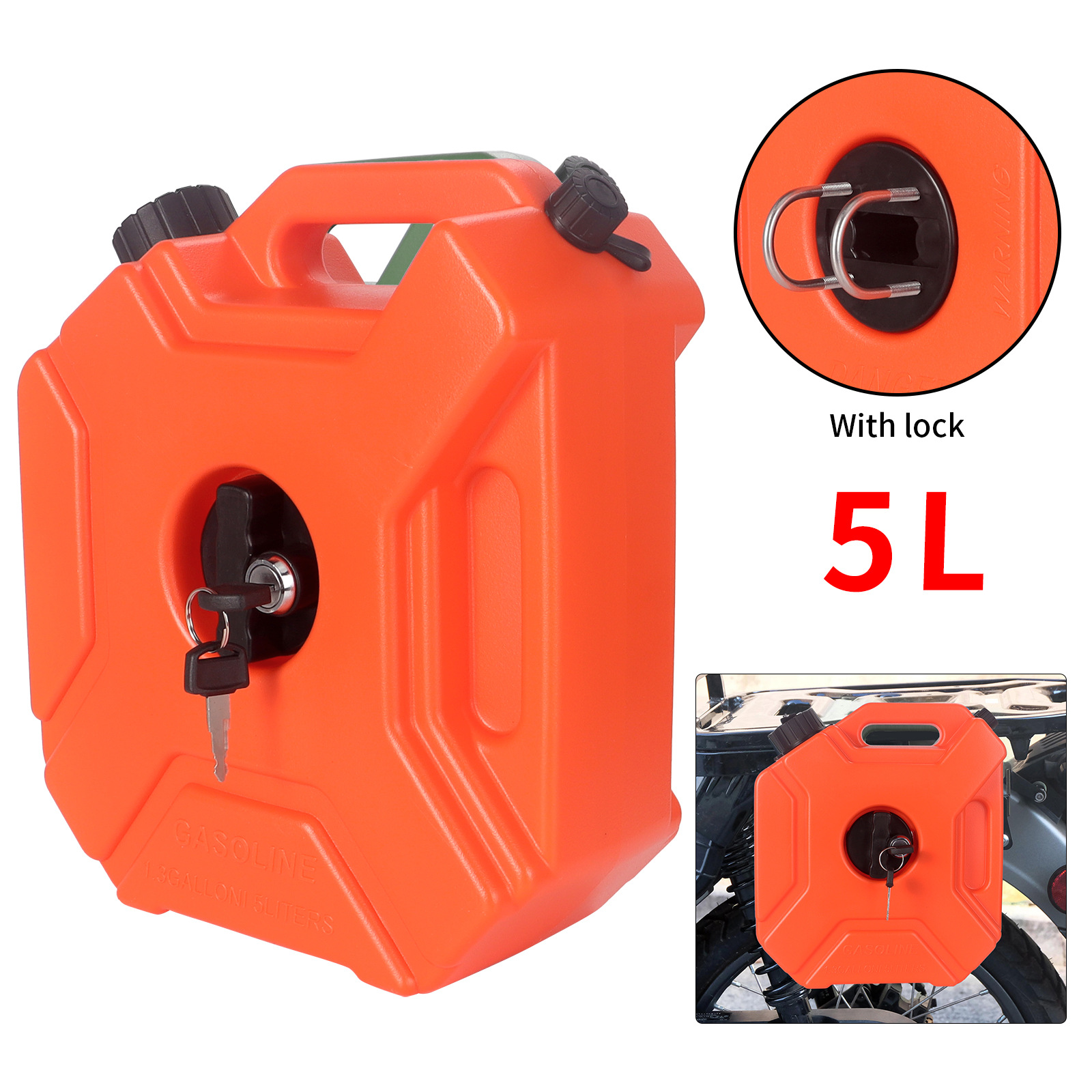 Wholesale Car and Motorcycle Spare Fuel Tank 5L with Lock Emergency Oil Pot Diesel Gasoline Plastic Oil Barrel Thickeneded Cross-Border