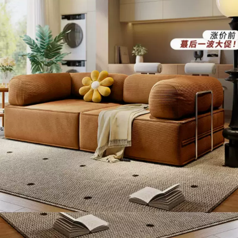 跨境全海绵沙发客厅豆腐块真空压缩折叠亲肤沙发床组合佛山批发