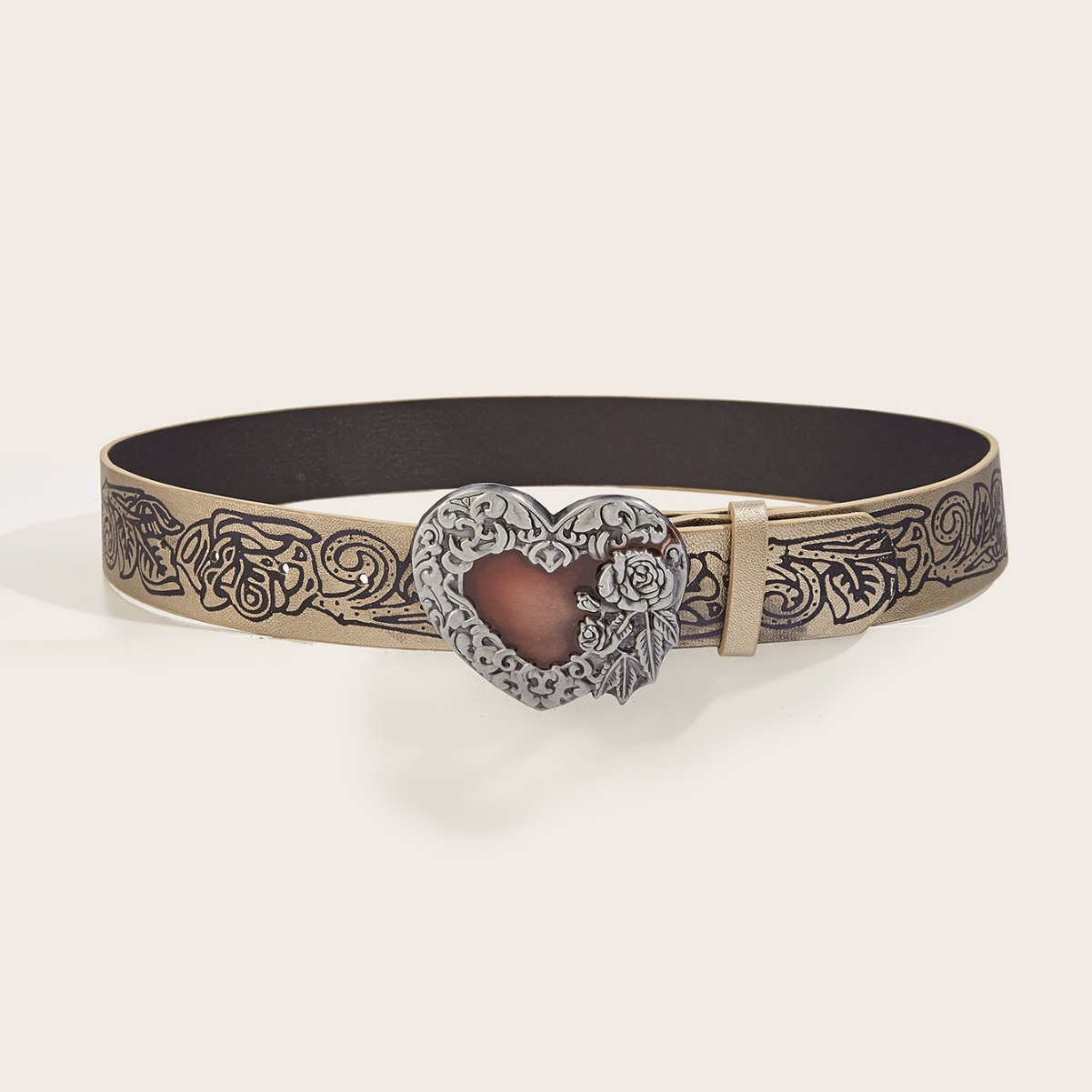 Heart Shape Pattern Simple Style Classic Style Heart Shape Pu Leather Alloy Men's Leather Belts