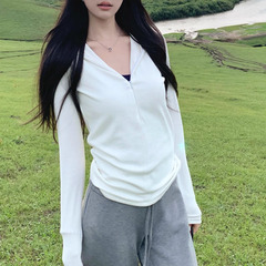 秋季JING典休闲褂连帽衫半门襟卫衣修身显瘦休闲百搭长袖上衣女