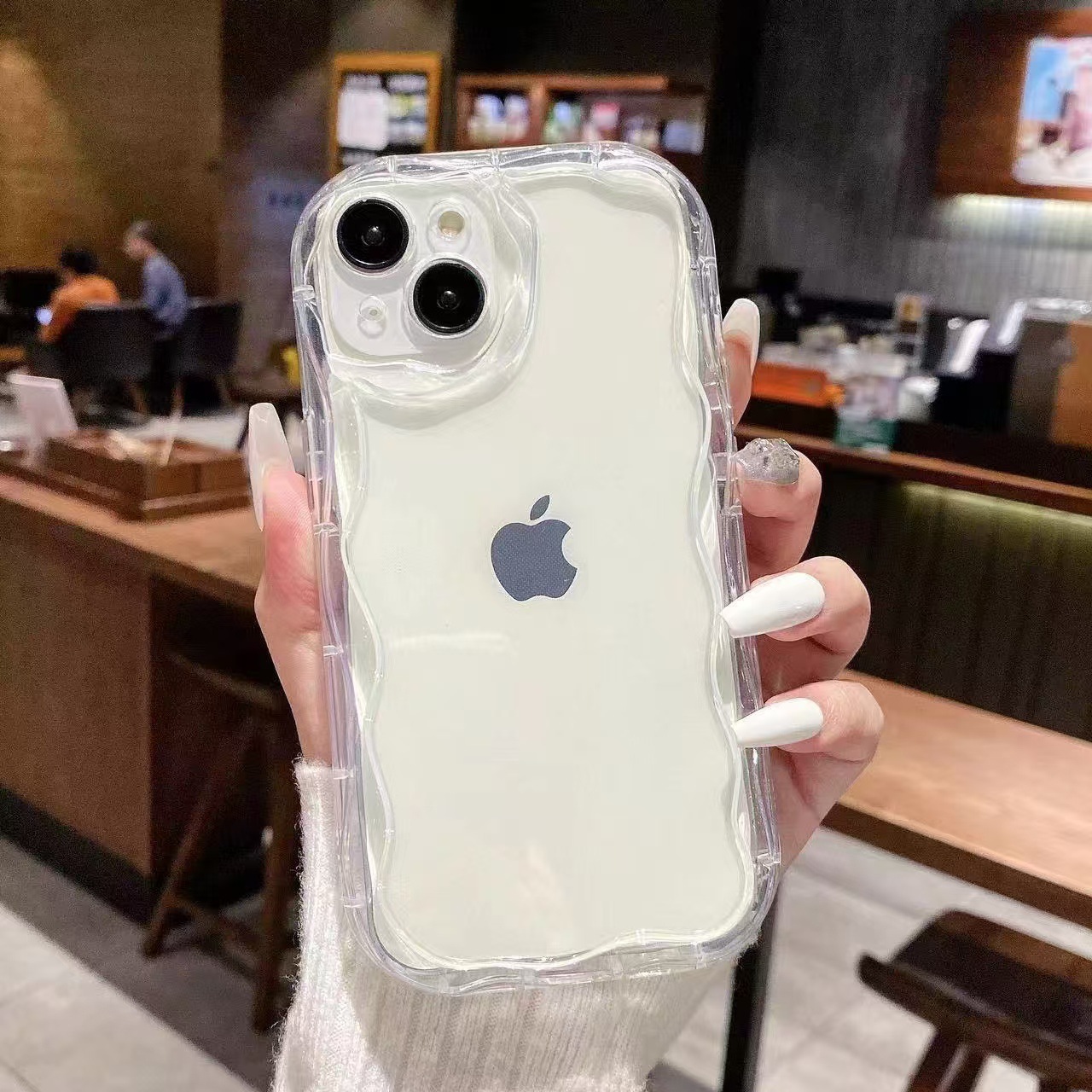 Funda de crema transparente para carcasa de teléfono móvil 16promax Europa y América Apple 15 anti-caída 14 Japón y Corea 13pro/12 color sólido