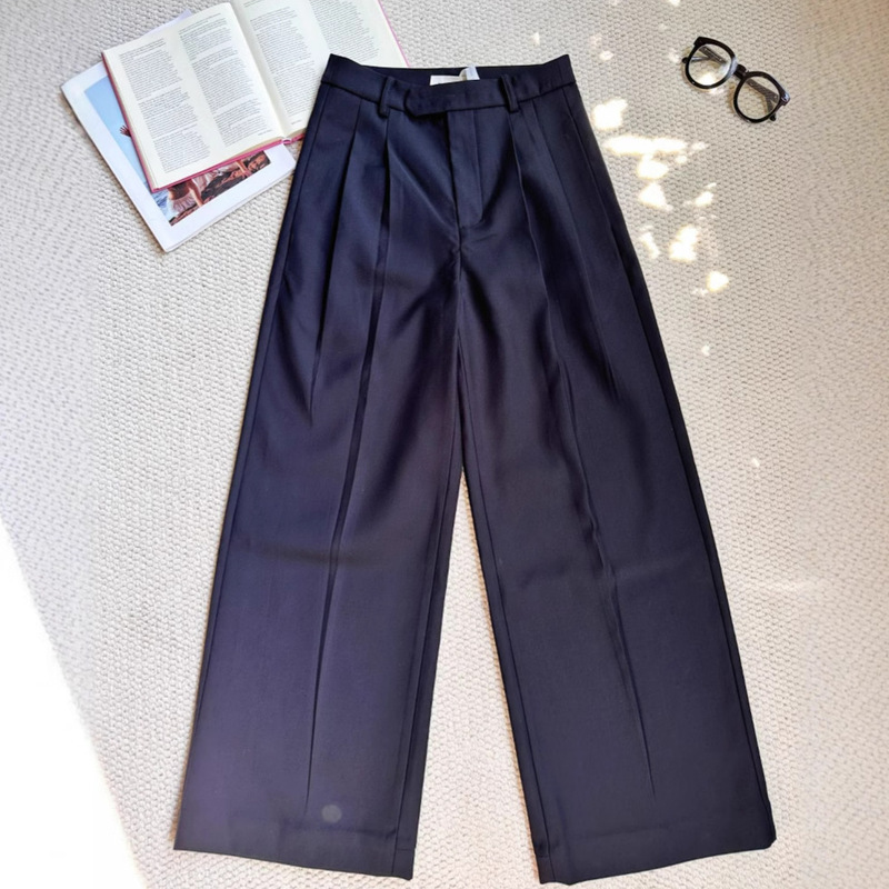 In Stock / Same Style as for Homebodies: Double-Pleated Straight-Leg Casual Trousers, Wide-Leg Pants for Women!