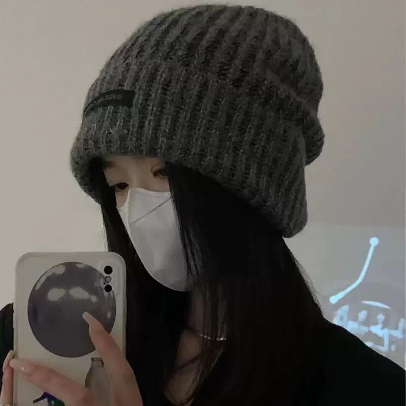 防寒防风冷帽大头围显脸小毛线帽女冬季日系针织保暖帽韩版毛线帽