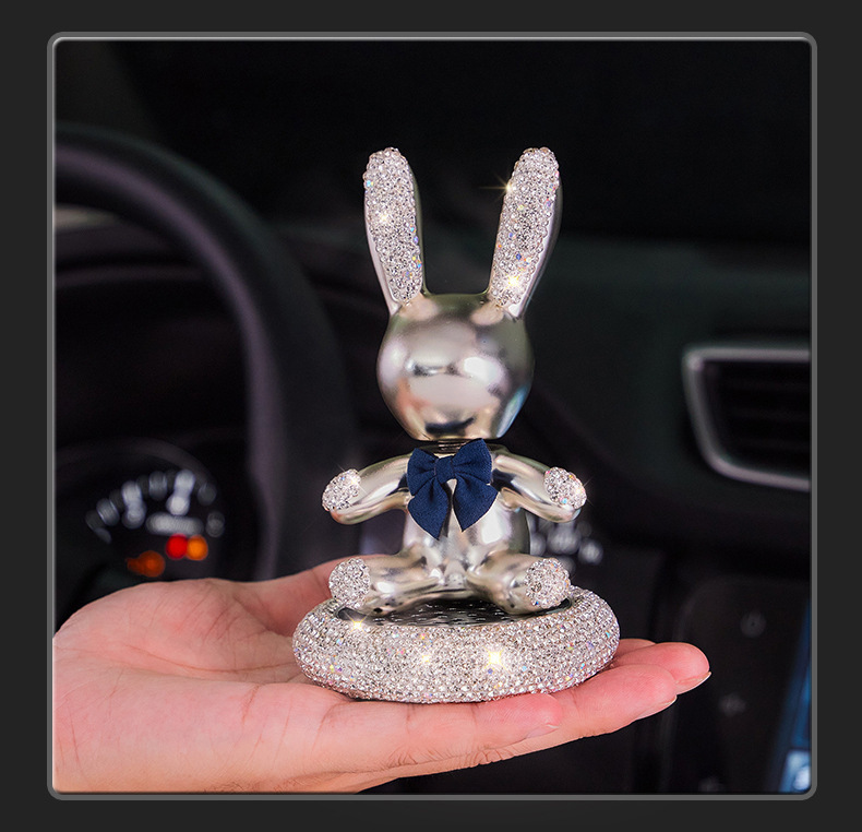 Diamond-encrusted car perfume seat car accessories high-end car aromatherapy diamond-encrusted cute rabbit car decoration center console