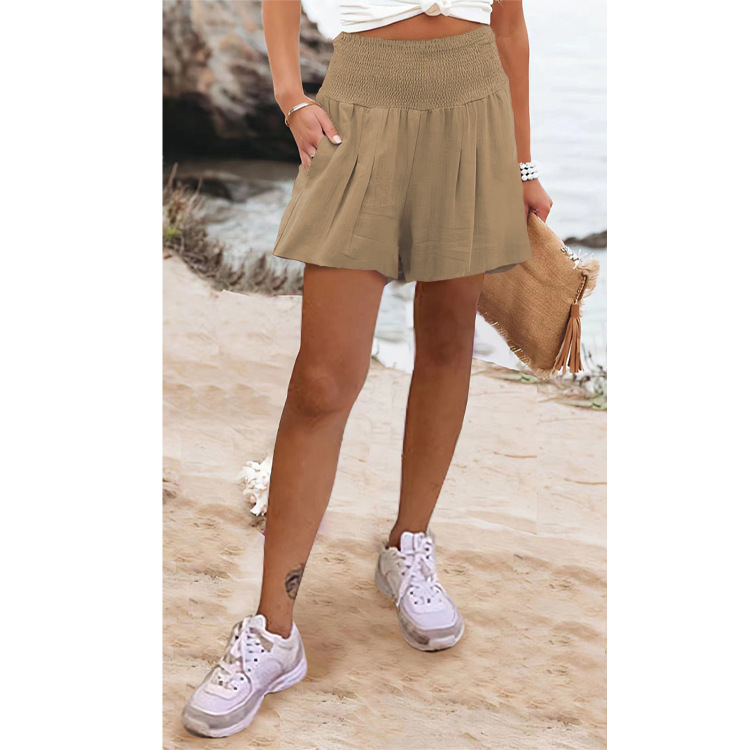 Shorts Pants Length Spandex, Polyester Fabric Type Women's Daily Fashion Solid Color Shorts Patchwork Casual Pants
