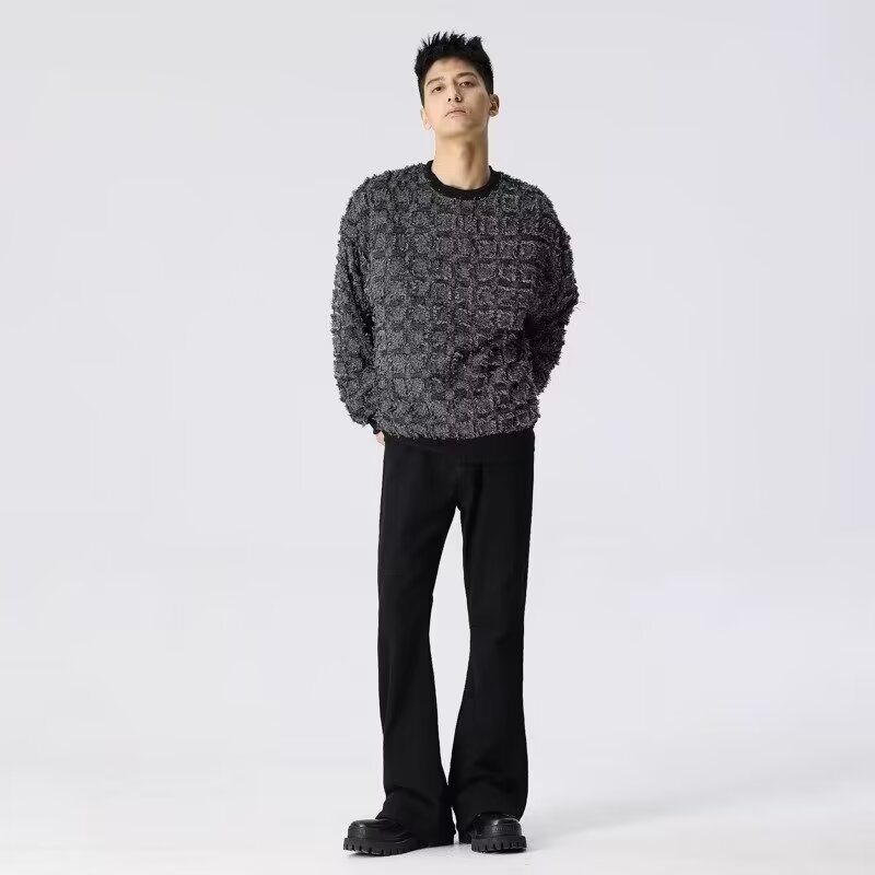 American High Street 2024 primavera y otoño nuevo estilo suelto recto negro casual pantalones largos marca de moda jeans para hombres