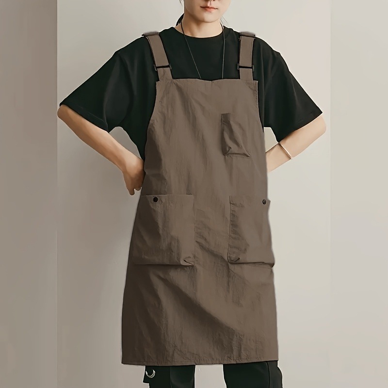 일본풍 작업용 멜빵 앞치마 - 커피색