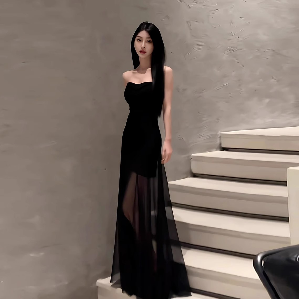 여름 스타일 핫걸 디자인 튜브탑 드레스 메쉬 백리스 신상 슬림 타이트 A라인 스커트