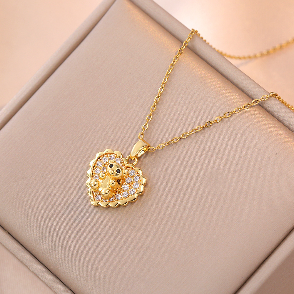 Jewelry Set Classification 1 Piece Quantity Copper Simple Style Inlay Heart Shape Zircon Jewelry Set
