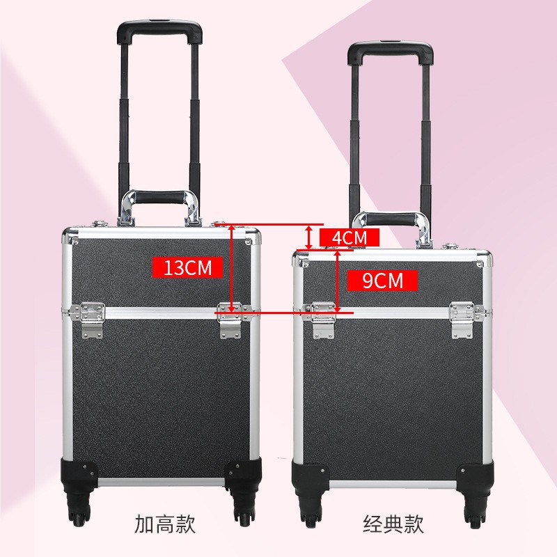 Caja de cosméticos de fábrica, maquillador profesional, caja de trolley de gran capacidad, caja de herramientas de almacenamiento especial para tatuadores de uñas con cerradura