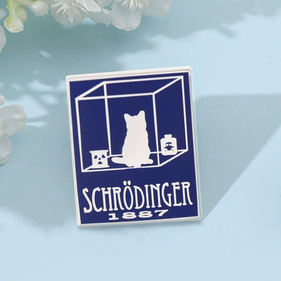 Creative Schrödinger's Cat Science Concept Brooch Quantum Physics Experiment Metal Badge School Bag Pin Accessories
