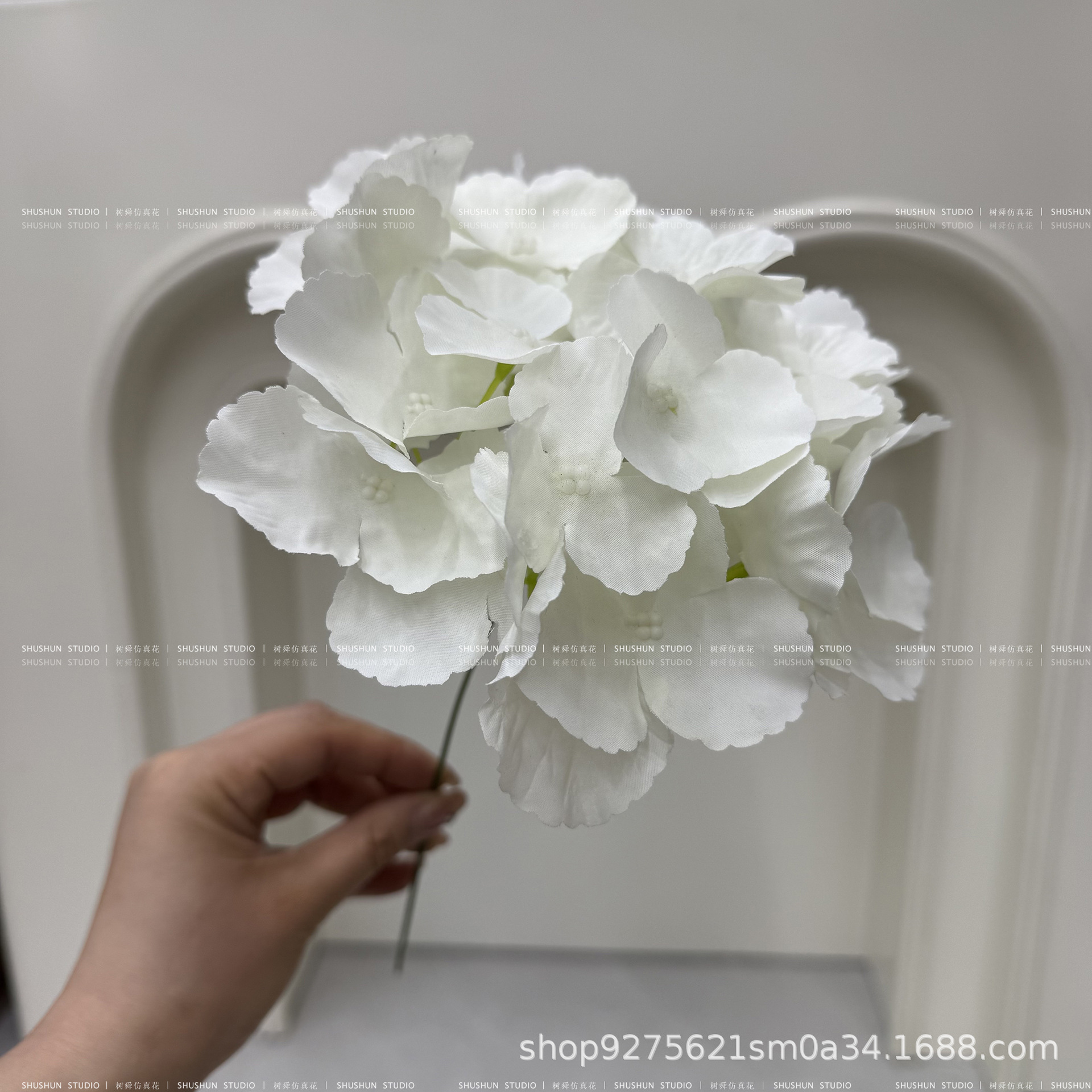 Hortensia de seda-blanco lechoso