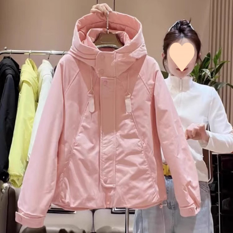 连帽冲锋衣女款2025新款春秋薄款宽松休闲夹克风衣棒球服潮|undefined