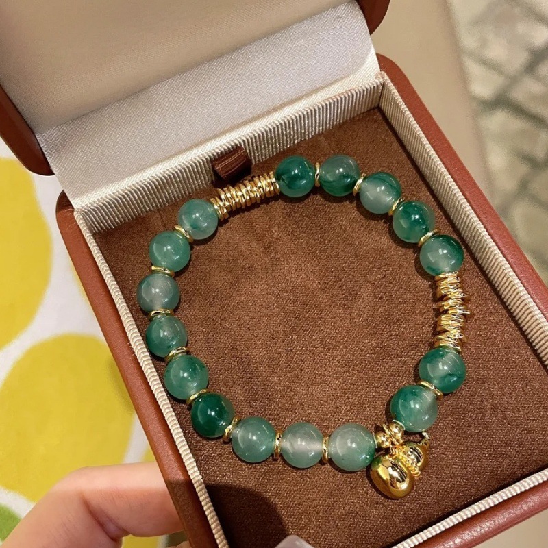 天然アフリカエメラルドプレート、新しい中国風のブレスレット、クールな芸術的なブレスレット、軽い高級感、小紅書と同じスタイル|undefined