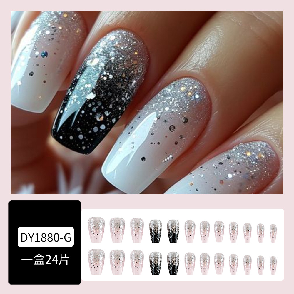 Y2K transfronterizo desgaste de uñas, 24 piezas de estilo de chicas calientes, uñas blanqueadoras, uñas falsas, lote mixto en stock